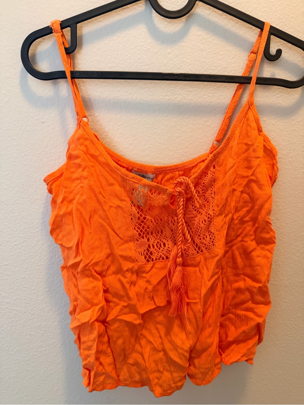 Charlotte Russe Bright Orange Crochet-Front Cami